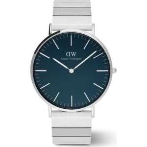 ساعت مچی دنیل ولینگتون DW00100776 با قاب نقره‌ای و صفحه آبی – تصویر شاخص