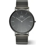 ساعت مچی کلاسیک مردانه DW00100777 با قاب خاکستری تیره و بند استیل
