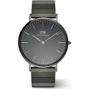 ساعت مچی کلاسیک مردانه DW00100777 با قاب خاکستری تیره و بند استیل