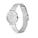 Daniel Wellington DW00100796 گالری تصویر 1: قاب گرد نقره‌ای با بند استیل ضد زنگ و صفحه نقره‌ای