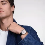 Daniel Wellington DW00100813 Image 1 - نمای جلویی با بند مشکی و قاب نقره‌ای