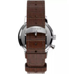 Timex TW2W51100 با قاب استیل نقره‌ای، بند چرم قهوه‌ای و صفحه مسی TW2W511003