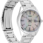 Casio LTP-1302DS-4AVDF نمای کنار با قاب گرد و صفحه چند رنگ