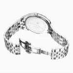 نمای عقب ساعت ژاک د منوا jwg03201 با صفحه سبز و قاب استیل نقره‌ای