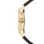 Casio MTP-V004GL-7A تصویر 1 بند چرمی قهوه‌ای، قاب طلایی، صفحه سفید