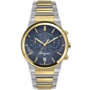 ساعت مچی کلاسیک مردانه فراگامو مدل SFSFME00521 با قاب طلایی استیل و صفحه سرمه‌ای