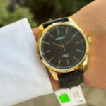 سیتیزن BH5002-02E4 ساعت مچی با قاب طلایی، صفحه مشکی و بند چرمی