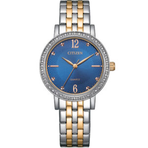 قیمت و خرید ساعت مچی کلاسیک زنانه سیتیزن EL3106-59L با قاب گرد استیل و صفحه سرمه‌ای