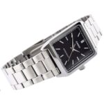 کاسیو LTP-V007D-1EUDF ساعت مچی زنانه با قاب استیل، بند استیل و صفحه مشکی، مدل کلاسیک