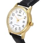 Casio MTP-V002GL-7B2UDF تصویر 1 قاب طلایی و بند چرم مشکی
