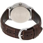 Casio MTP-V002L-7B2UDF گالری تصویر 2 بند چرمی قهوه‌ای با قاب استیل و صفحه نقره‌ای