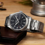 ساعت سیکو SRPG27K1S-3 با قاب استیل نقرهای و بند استیل، صفحه مشکی و شیشه Hardlex