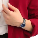 کاسیو LTP-V005L-2BUDF گالری02 بند چرم مشکی صفحه سرمه‌ای شیشه کریستال