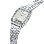 Casio AQ-230A-7AMQYDF قاب برنجی با روکش استیل و بند استیل، صفحه سبز
