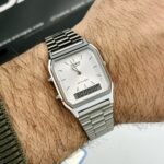 Casio AQ-230A-7AMQYDF صفحه سبز با بند استیل و بدنه استیل