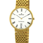 EDOX 2703437JBR گالری تصویر 1 - ساعت مچی مردانه با قاب طلایی استیل و صفحه سفید