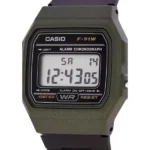 کاسیو F-91WM-3A تصویر 4 قفل سگکی ساده و بند رزین سیلیکون مشکی