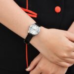 ساعت مچی کلاسیک زنانه کاسیو مدل LTP-V005L-7A3 با بند چرم مشکی و صفحه نقره‌ای