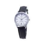 CASIO LTP-V005L-7B2UDF جلوه قاب استیل با بند چرمی مشکی و صفحه سفید