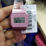 CASIO F-91WS-4DF5 مستطیل رزین بند صورتی