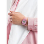 CASIO F-91WS-4DF8 مستطیل رزین بند صورتی