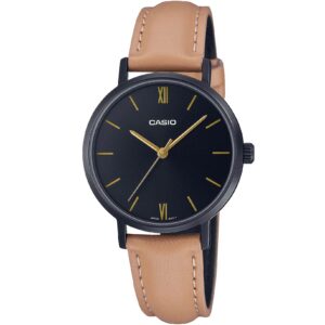 ساعت مچی کاسیو LTP-VT02BL-1AUDF – زنانه کلاسیک با بند چرم قهوه‌ای و قاب استیل