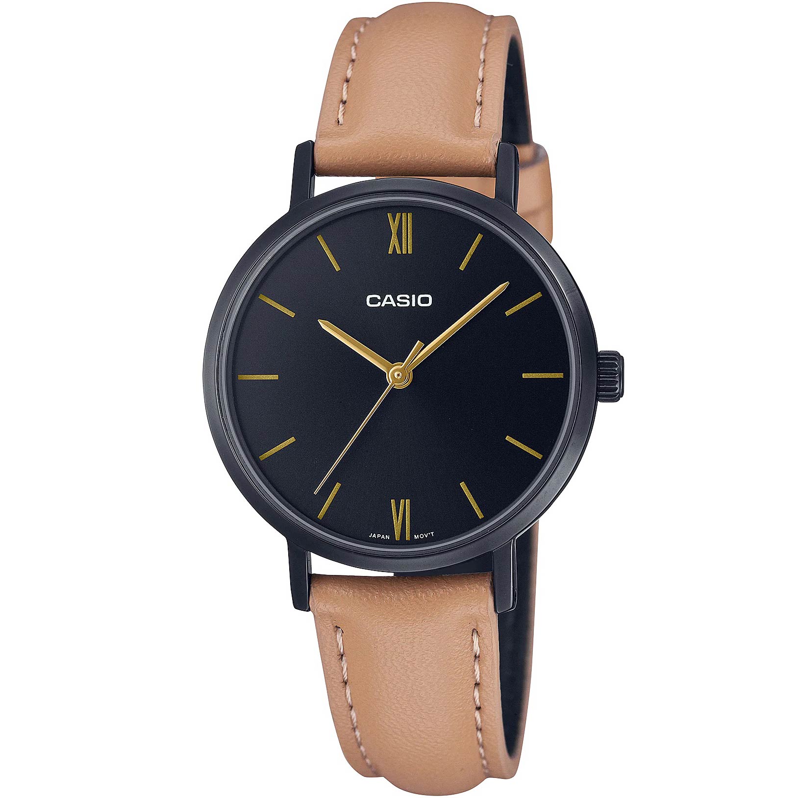 ساعت مچی کاسیو LTP-VT02BL-1AUDF – زنانه کلاسیک با بند چرم قهوه‌ای و قاب استیل