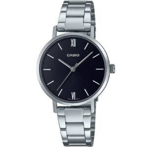 ساعت مچی کلاسیک زنانه کاسیو مدل LTP-VT02D-1AUDF با قاب استیل و صفحه مشکی