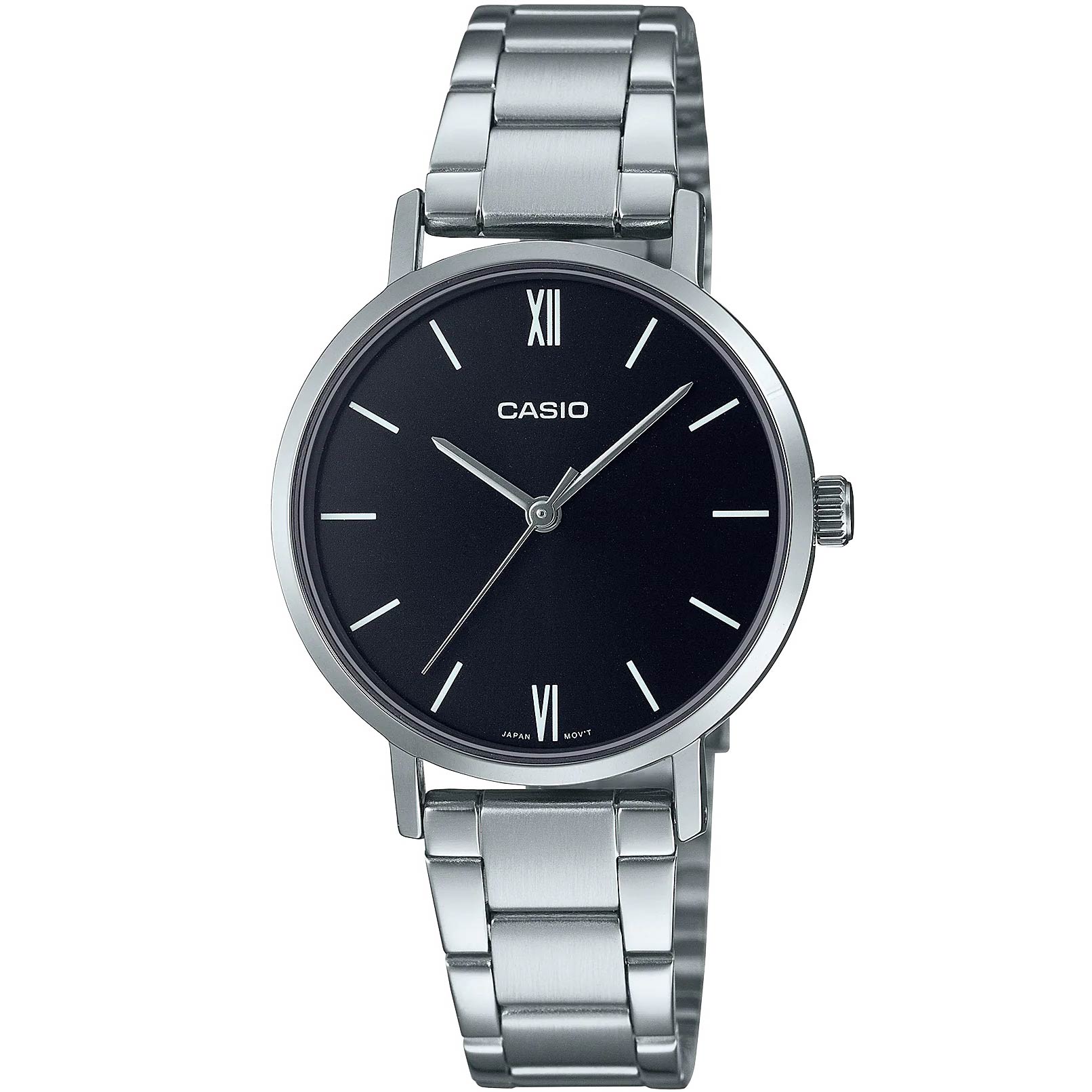 ساعت مچی کلاسیک زنانه کاسیو مدل LTP-VT02D-1AUDF با قاب استیل و صفحه مشکی