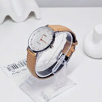 ساعت مچی کاسیو مدل LTP-VT04L-7A1DF با قاب استیل نقرهای و بند کرمی روی صفحه کرم-بژ