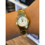 ساعت مچی کاسیو LTP-1170N-7ARDF3 با قاب طلایی استیل و صفحه سفید