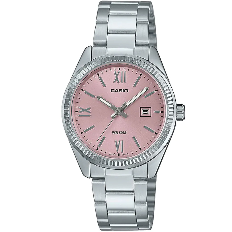 تصویر اصلی ساعت مچی زنانه کاسیو مدل LTP-1302DD-4A1VDF با صفحه صورتی و قاب برنجی روکش استیل