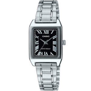 ساعت مچی کلاسیک زنانه کاسیو مدل LTP-V007D-1BUDF با قاب نقره‌ای استیل و صفحه مشکی
