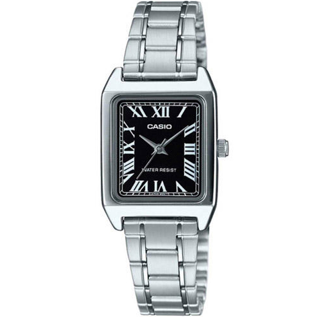 ساعت مچی کلاسیک زنانه کاسیو مدل LTP-V007D-1BUDF با قاب نقره‌ای استیل و صفحه مشکی