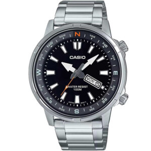 تصویر شاخص: ساعت مچی کلاسیک مردانه کاسیو مدل MTD-130D-1A4VDF با بدنه استیل و بند استیل، قاب گرد و صفحه مشکی