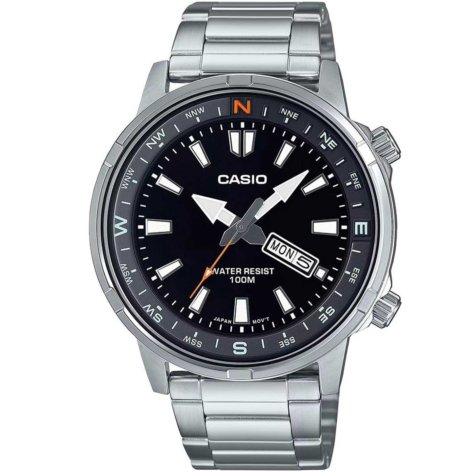 تصویر شاخص: ساعت مچی کلاسیک مردانه کاسیو مدل MTD-130D-1A4VDF با بدنه استیل و بند استیل، قاب گرد و صفحه مشکی