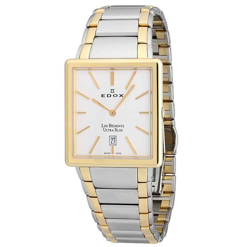 ادوکس 27031357JAID1 – ساعت مچی مردانه کلاسیک با قاب طلایی استیل و صفحه سفید