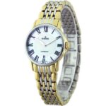 ادوکس 57001357BMNABR ساعت مچی کلاسیک زنانه با قاب طلایی استیل و صفحه سفید