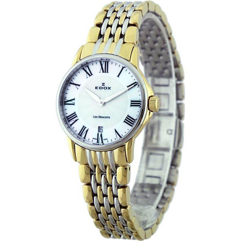 ادوکس 57001357BMNABR ساعت مچی کلاسیک زنانه با قاب طلایی استیل و صفحه سفید