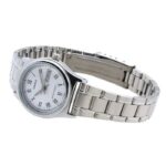 Casio LTP-V006D-7BUDF ساعت زنانه با قاب استیل نقره‌ای و صفحه سفید - طراحی کلاسیک برند کاسیو
