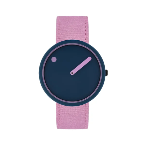 ساعت مچی اسپرت پیکتو PR44025-R010 با بند پارچه‌ای صورتی و قاب استیل سرمه‌ای