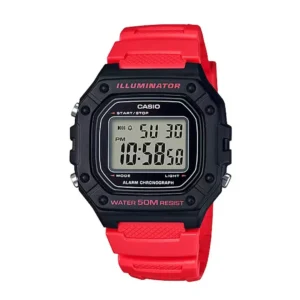 تصویر شاخص ساعت مچی کاسیو مدل W-218H-4B با استایل اسپرت و بند قرمز