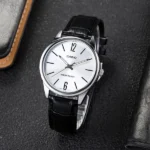 Casio MTP-V005L-7B ساعت مردانه با قاب نقره‌ای و بند چرمی مشکی - استایل کلاسیک