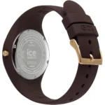 Ice-Watch I-24986 نمای نزدیک از بند قهوه‌ای سیلیکون، صفحه قهوه‌ای و قاب گرد