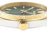 ورساچه VVE0E00425 تصویر 3 – بند استیل سیلور طلایی، قاب استیل و صفحه سبز سافایر