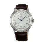 قیمت و خرید ساعت مچی کلاسیک مردانه اورینت TAC00009W0 با بند چرمی قهوه‌ای و قاب نقره‌ای – صفحه سفید