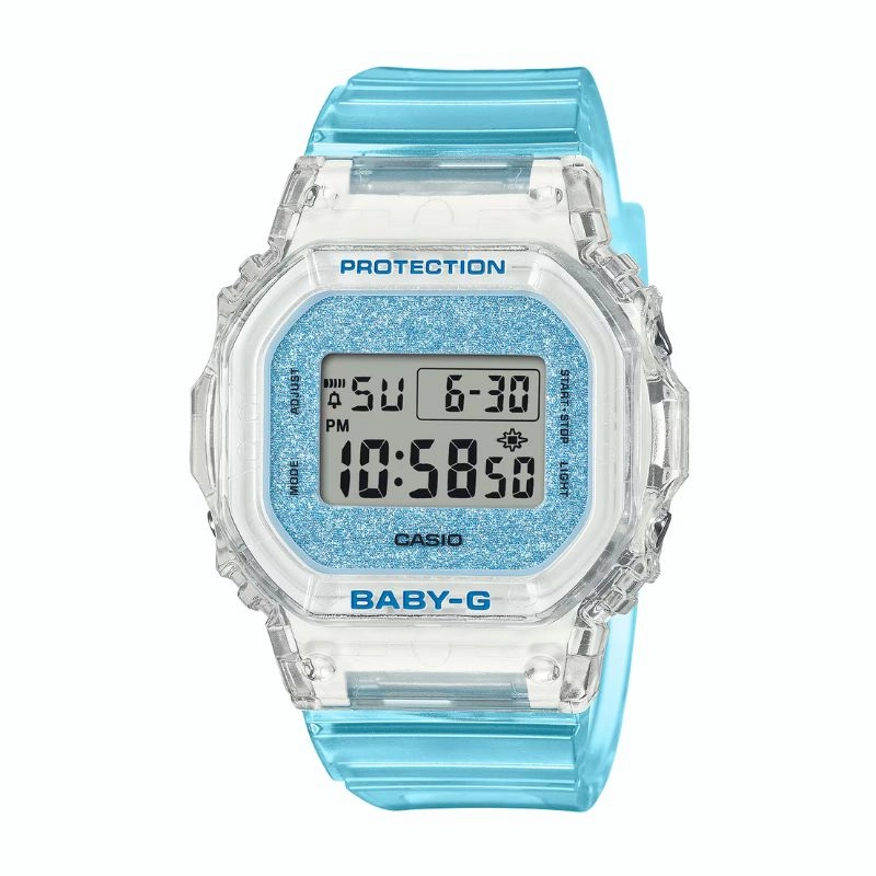 Casio BGD-565GC-2 ساعت مچی اسپرت زنانه-بچگانه با قاب سفید، بند رزین و صفحه آبی-طوسی
