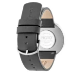پیکتو P43354-6220S-تصویر-4 بند چرم خاکستری با قاب استیل نقرهای