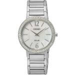 سیکو SUP467P11 ساعت مچی کلاسیک زنانه با قاب دایره‌ای استیل نقره‌ای و صفحه سفید