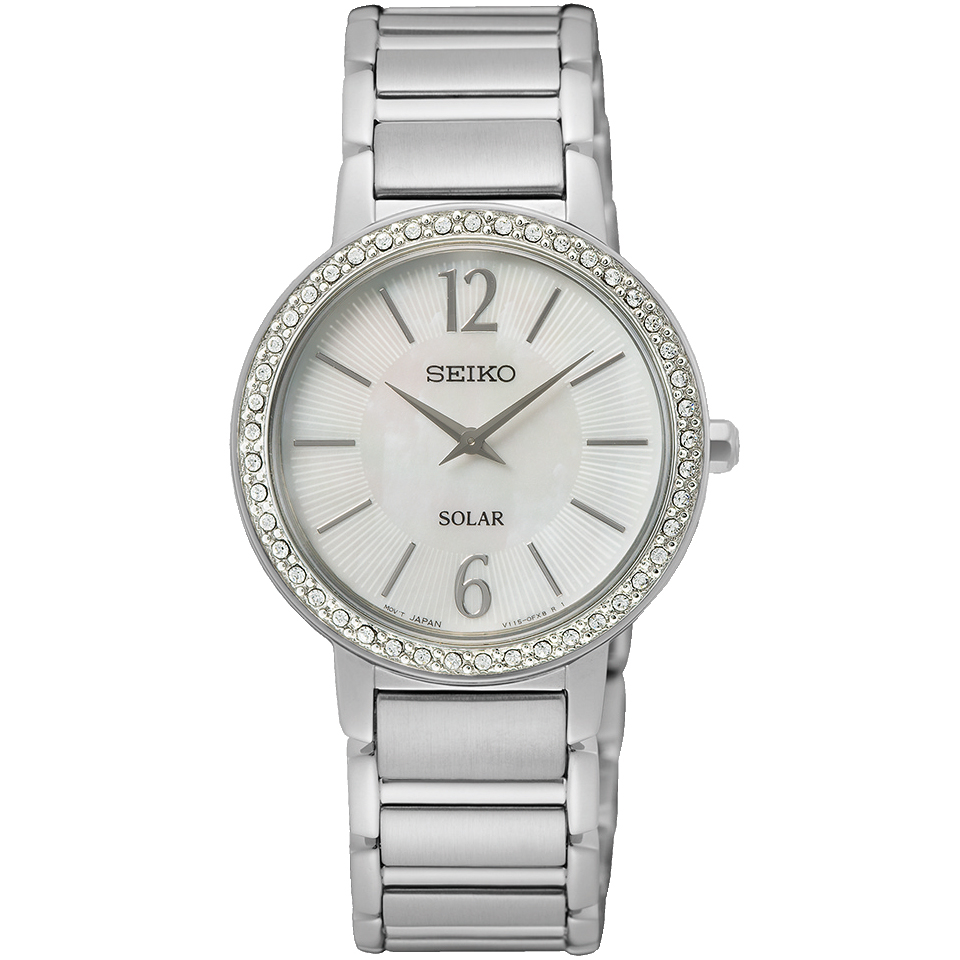 سیکو SUP467P11 ساعت مچی کلاسیک زنانه با قاب دایره‌ای استیل نقره‌ای و صفحه سفید